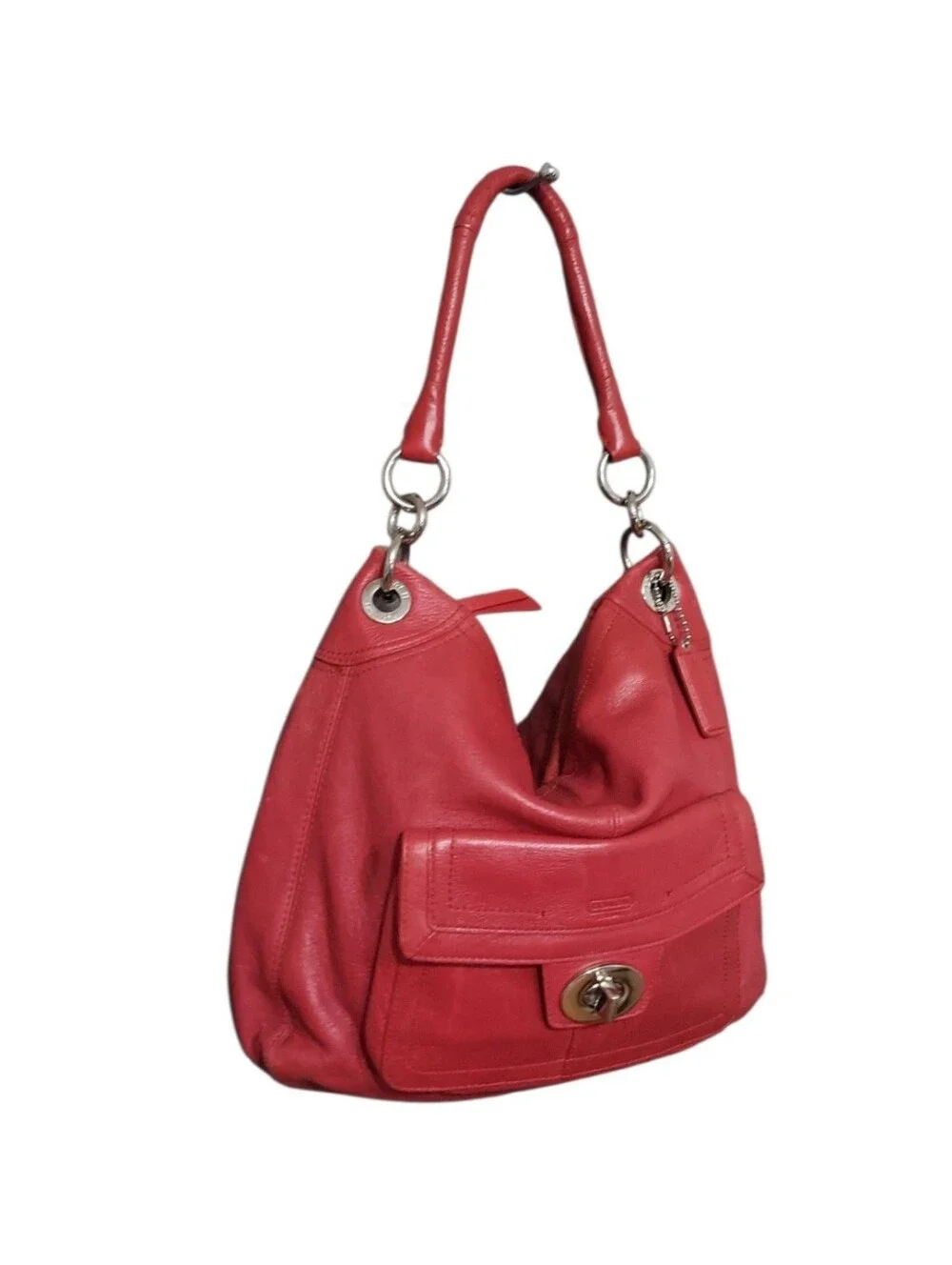 Coach Y2K Vintage Hamptons Leather Turnlock Shoulder Tote No. F15687 Great Cond